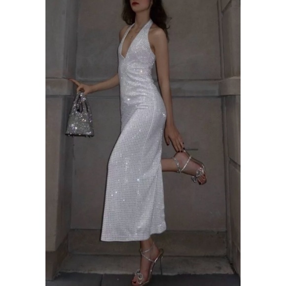 Zara mirrors halter maxi dress white silver - Picture 4 of 16